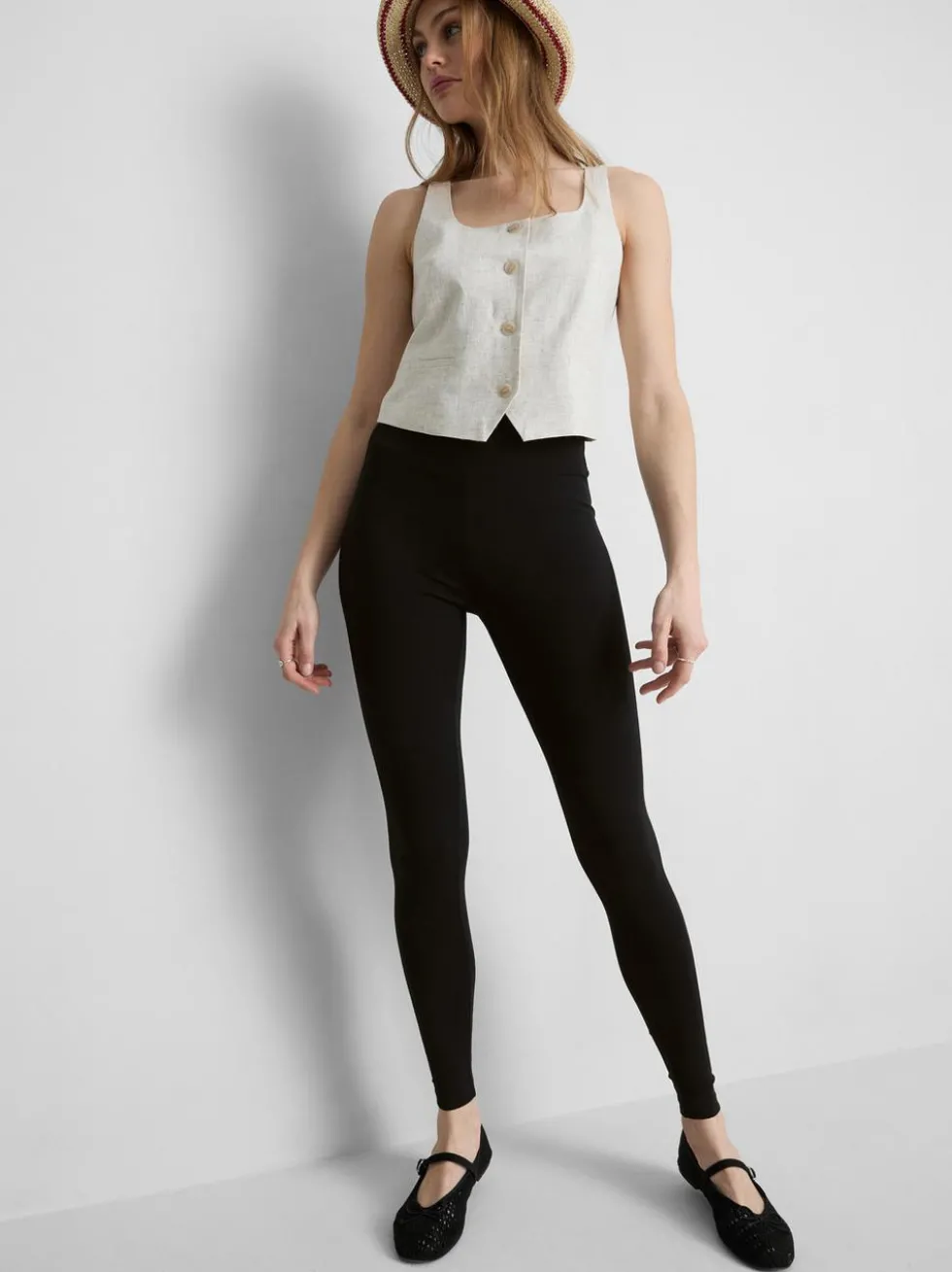 High-Waist-Leggings mit hohem Baumwollanteil