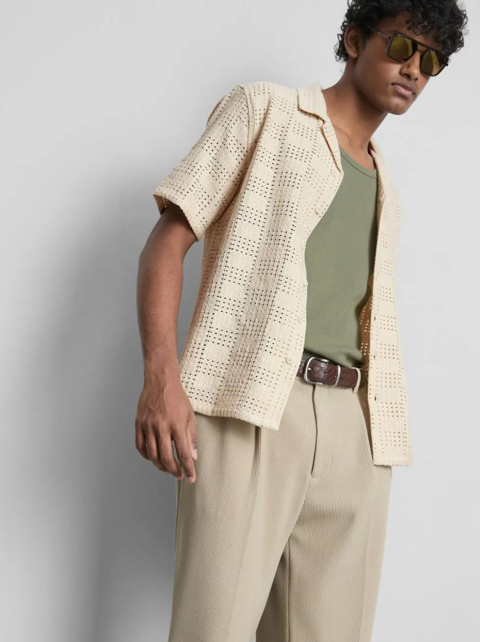 Häkelshirt mit Schachbrettmuster