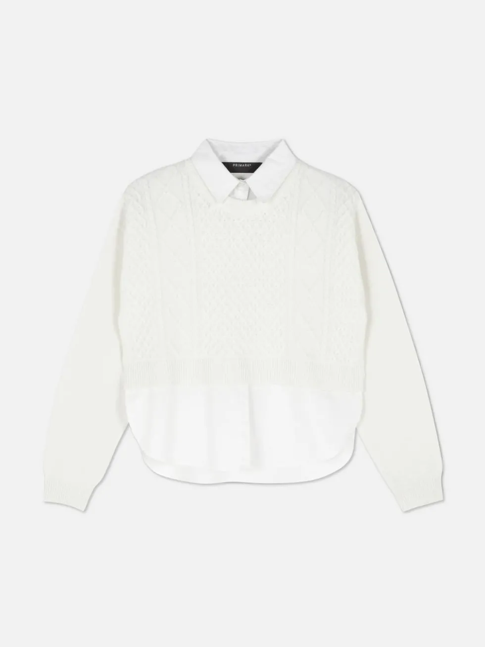 2-in-1-Strickpullover mit Zopfmuster