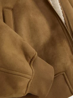 Jacke in Wildleder-Optik mit Borg-Kragen