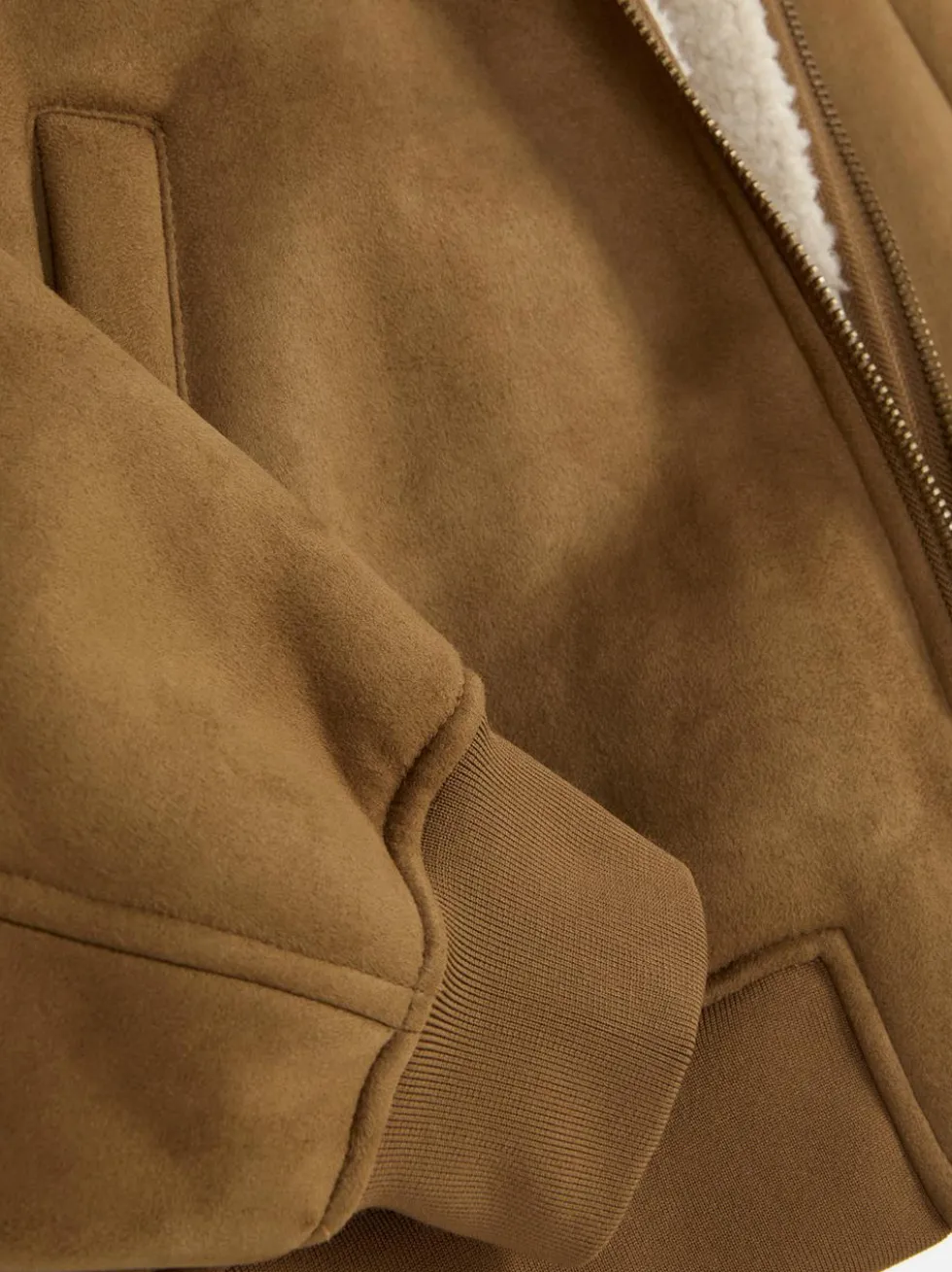 Jacke in Wildleder-Optik mit Borg-Kragen