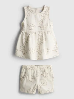 1,5–8 Jahre | Besticktes Set aus ärmelloser Jeansbluse und Shorts