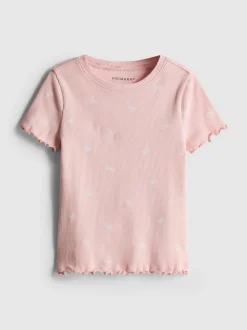 1,5–8 Jahre | Geripptes T-Shirt mit Print und hohem Baumwollanteil
