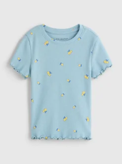 1,5–8 Jahre | Geripptes T-Shirt mit Print und hohem Baumwollanteil