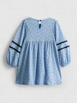 1–9 Jahre | Gesmoktes Kleid in Knitteroptik mit Ballonärmeln