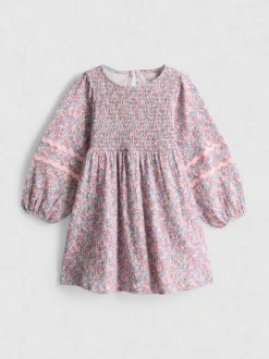 1–9 Jahre | Gesmoktes Kleid in Knitteroptik mit Ballonärmeln