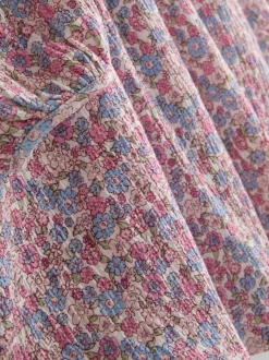 1–9 Jahre | Gesmoktes Kleid in Knitteroptik mit Ballonärmeln