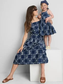1,5–9 Jahre | Gesmoktes Kleid mit Spaghettiträgern und Stickerei