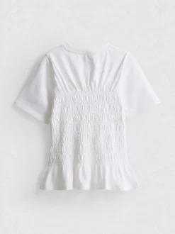7–15 Jahre | Gesmoktes T-Shirt mit Schößchen