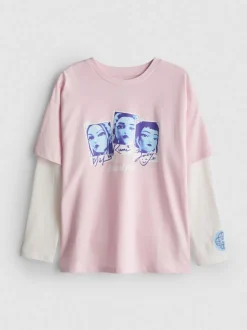5–15 Jahre | „2-in-1 KPop Demon Hunters“ Langarm-Shirt im Lagenlook