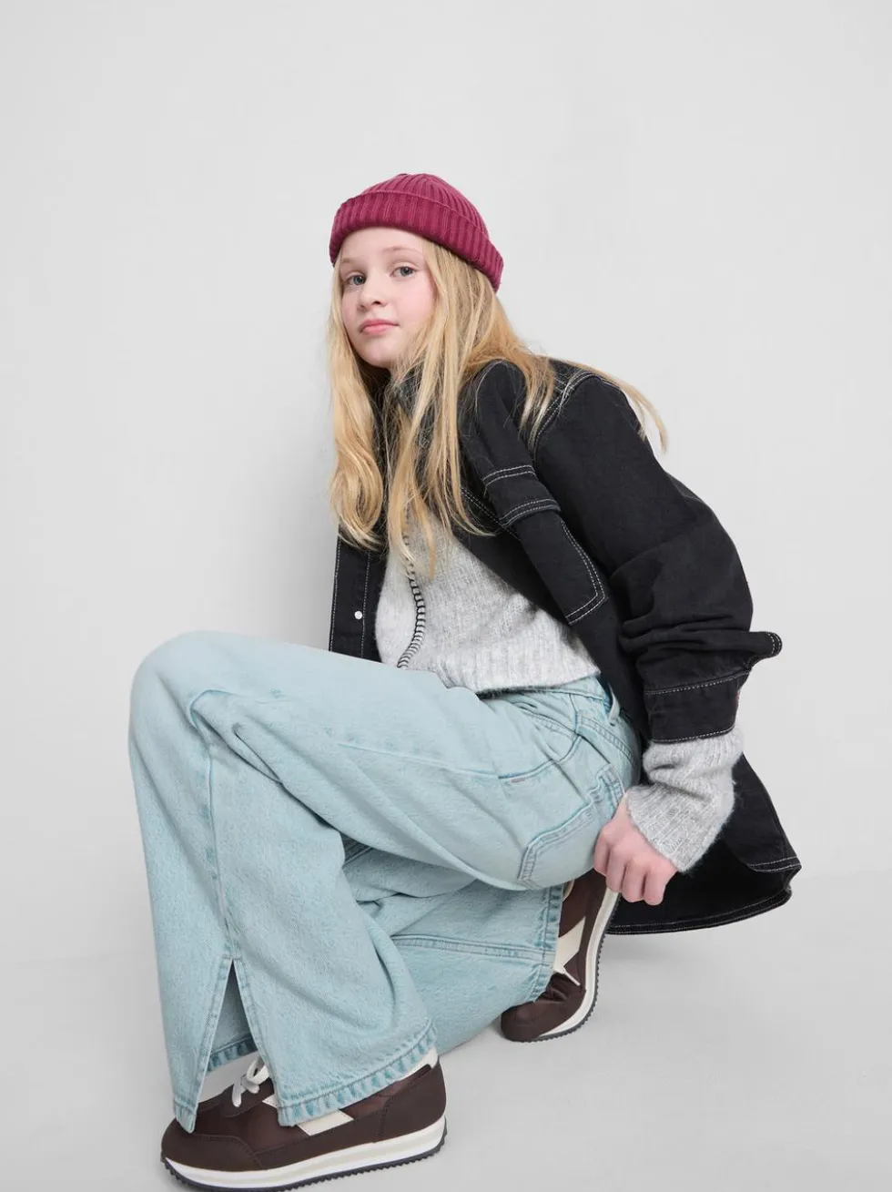 7–15 Jahre | Jeans mit weitem Bein und Schlitz am Saum