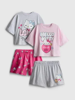 5–15 Jahre | Kurzer „Hello Kitty“ Schlafanzug mit geradem Top, 2er-Pack