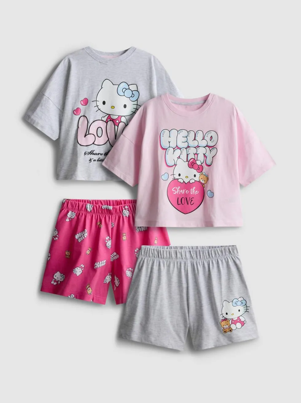 5–15 Jahre | Kurzer „Hello Kitty“ Schlafanzug mit geradem Top, 2er-Pack