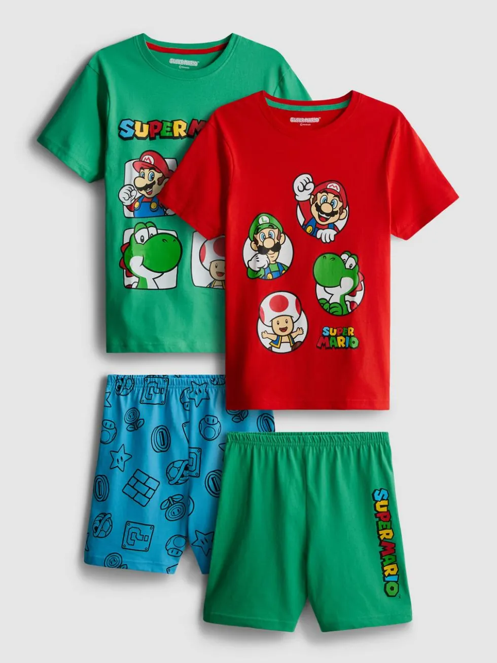1,5–10 Jahre | Kurzer „Super Mario World“ Schlafanzug, 2er-Pack