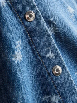 1,5–8 Jahre | Ärmelloses Jeanskleid mit Blumenmuster und Kragen