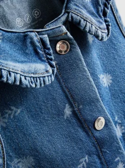 1,5–8 Jahre | Ärmelloses Jeanskleid mit Blumenmuster und Kragen
