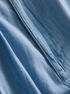 Jeans aus Baumwoll-Denim mit weitem Bein und Bundfalten