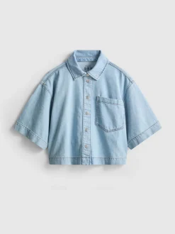 Jeanshemd aus Denim mit geradem Crop-Schnitt