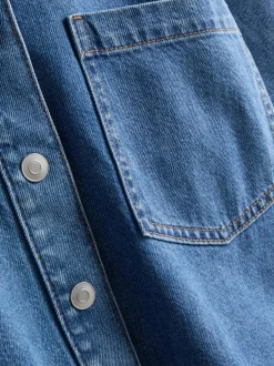 Jeanshemd aus Denim mit geradem Crop-Schnitt