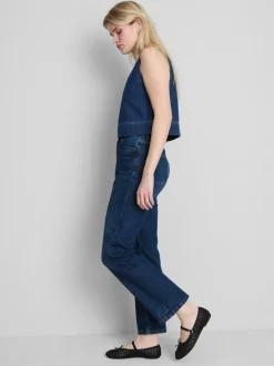 Jeans mit hohem Bund und geradem Bein