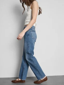 Jeans mit hohem Bund und geradem Bein