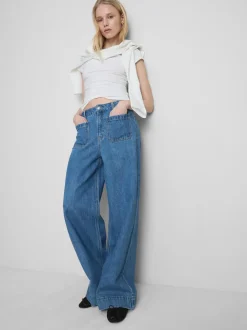 Jeans mit weitem Bein und Vordertaschen