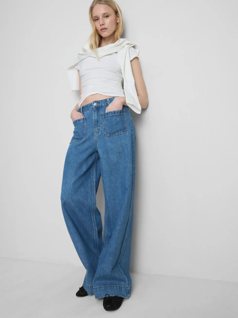 Jeans mit weitem Bein und Vordertaschen