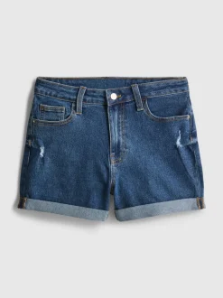 Jeansshorts mit mittlerer Leibhöhe und umgeschlagenem Saum