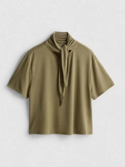 Jersey-T-Shirt mit Schluppe