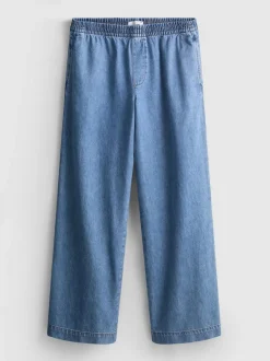 Jogginghose aus Baumwoll-Denim mit weitem Bein