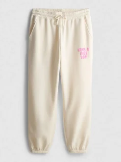 Jogginghose aus Baumwollmischung mit Bündchen und Print