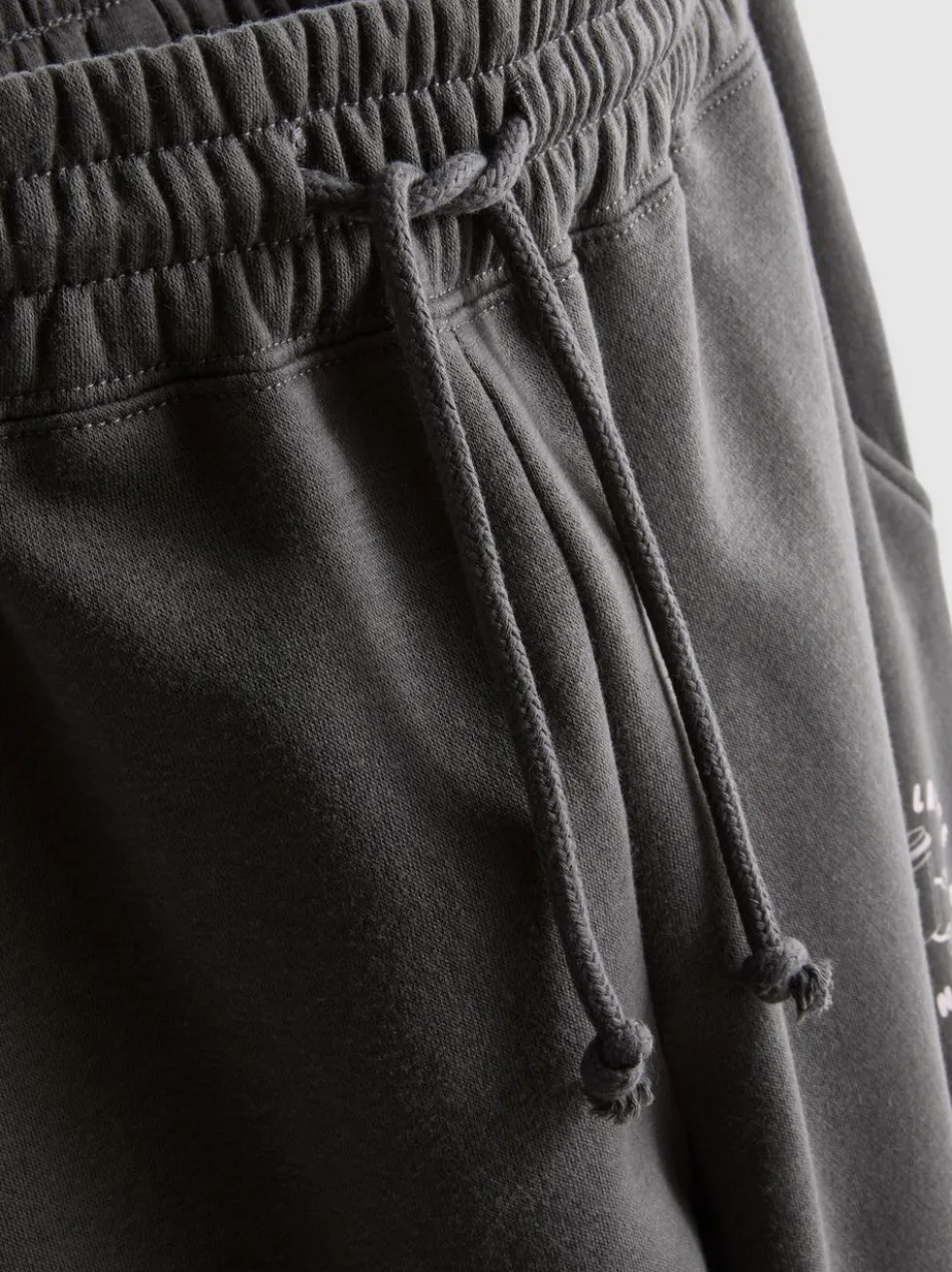 Jogginghose aus Baumwollmischung mit Bündchen und Print