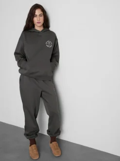 Jogginghose aus Baumwollmischung mit Bündchen und Print