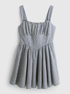 Korsagen-Minikleid mit Vichykaros