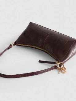 Kunstleder-Schultertasche in Krokodilleder-Optik