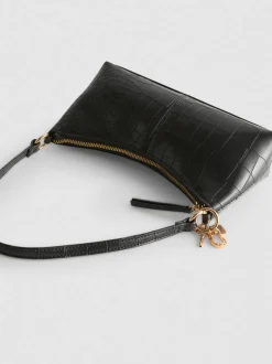 Kunstleder-Schultertasche in Krokodilleder-Optik