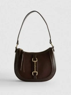 Kunstleder-Schultertasche mit Trensenschnalle