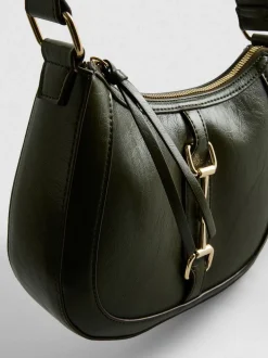 Kunstleder-Schultertasche mit Trensenschnalle