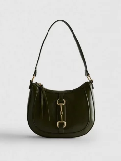 Kunstleder-Schultertasche mit Trensenschnalle