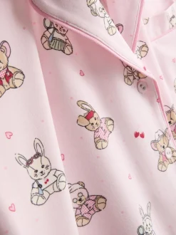 Kurzer Boyfriend-Schlafanzug mit Teddybär-Print
