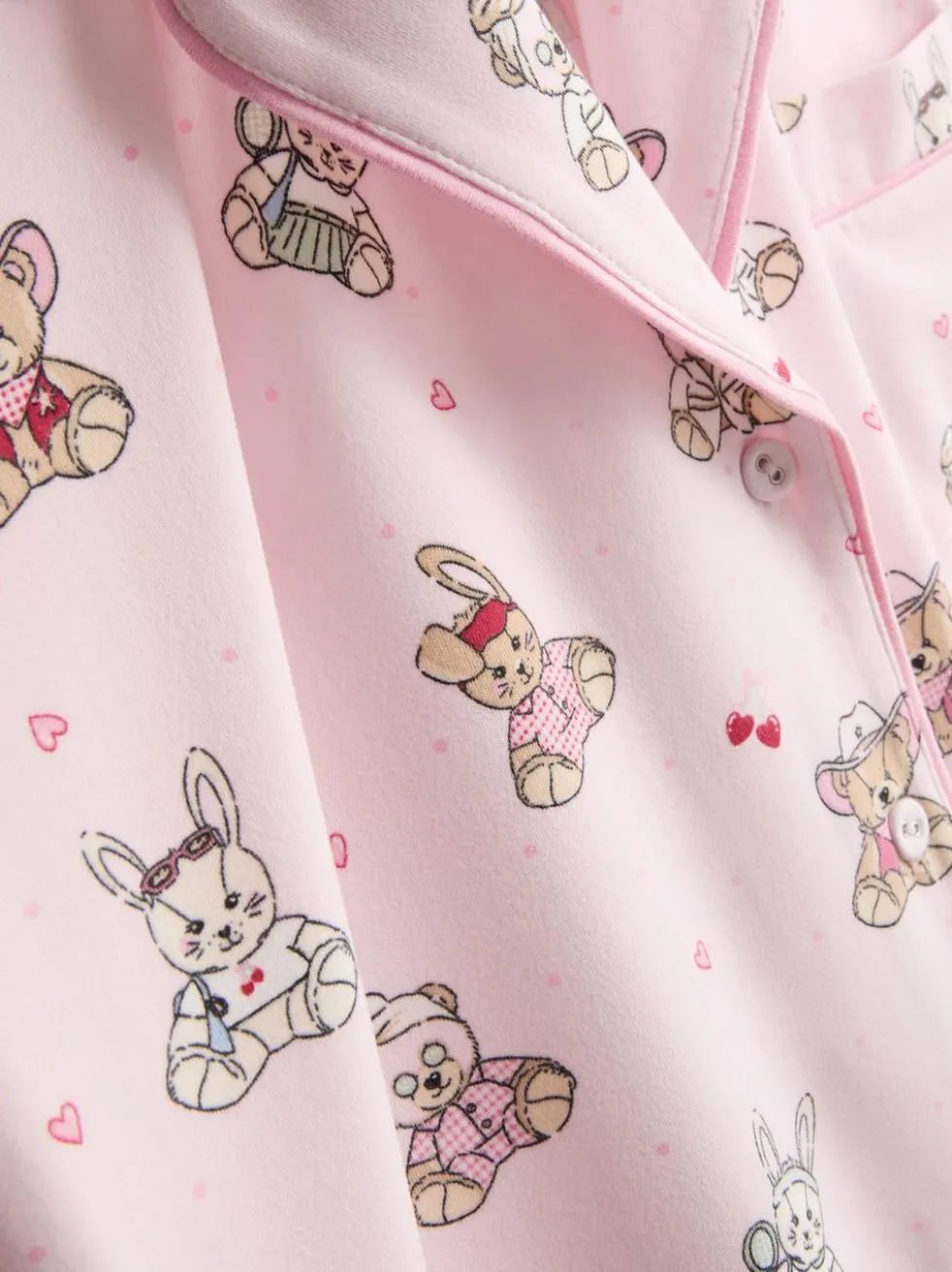 Kurzer Boyfriend-Schlafanzug mit Teddybär-Print