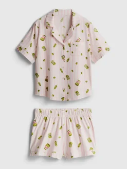 Kurzer Boyfriend-Schlafanzug mit Print