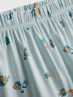 Kurzer Boyfriend-Schlafanzug mit Frühstücks-Print
