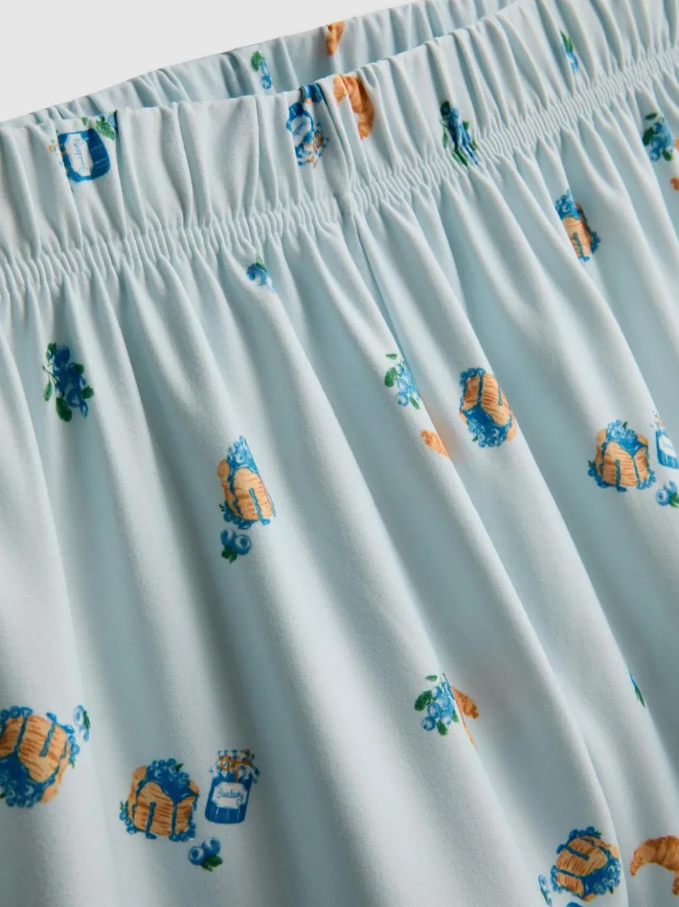 Kurzer Boyfriend-Schlafanzug mit Frühstücks-Print