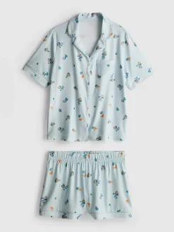 Kurzer Boyfriend-Schlafanzug mit Frühstücks-Print