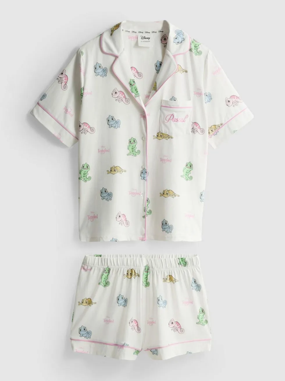 Kurzer „Disney Rapunzel Pascal“ Boyfriend-Schlafanzug