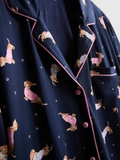 Kurzer „Love To Lounge“ Boyfriend-Schlafanzug mit Hunde-Print
