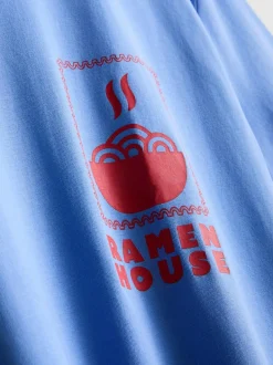 Kurzer Schlafanzug mit Ramen House-Print