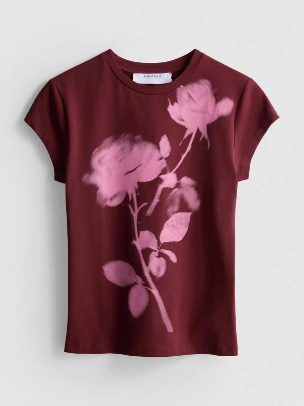 Kurzes Baumwoll-T-Shirt mit Blumen-Print