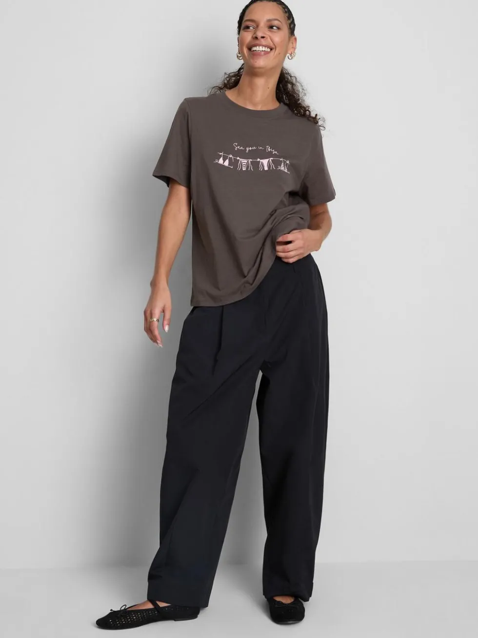 Kurzärmeliges Baumwoll-T-Shirt mit Grafik